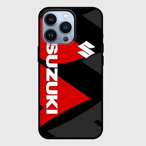 Чехол iPhone 13 Pro SUZUKI СУЗУКИ RED LOGO / 3D-Черный – фото 1