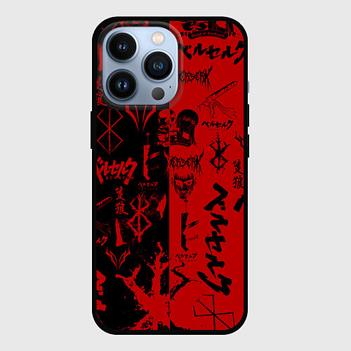 Чехол iPhone 13 Pro BERSERK BLACK RED БЕРСЕРК ПАТТЕРН / 3D-Черный – фото 1