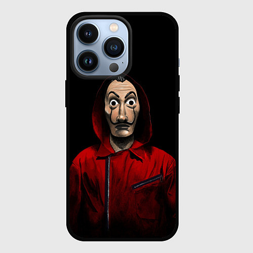 Чехол iPhone 13 Pro Бумажный дом La Casa de Papel маска / 3D-Черный – фото 1