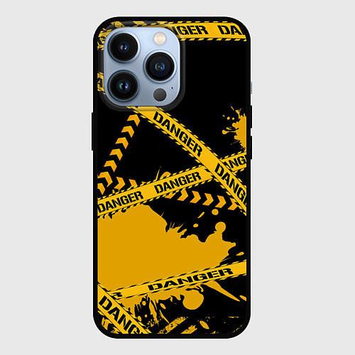 Чехол iPhone 13 Pro Лента DANGER / 3D-Черный – фото 1