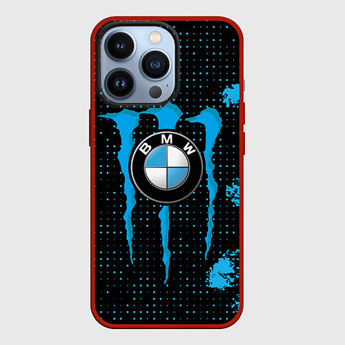 Чехол iPhone 13 Pro MONSTER BMW MONSTER ENERGY / 3D-Красный – фото 1