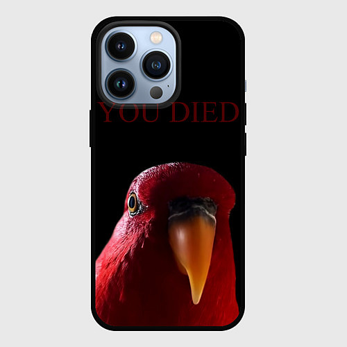 Чехол iPhone 13 Pro Красный попугай Red parrot / 3D-Черный – фото 1