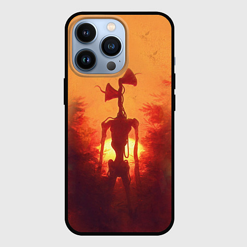 Чехол iPhone 13 Pro СИРЕНОГОЛОВЫЙ НА ЗАКАТЕ / 3D-Черный – фото 1