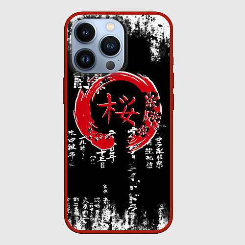 Чехол iPhone 13 Pro Кандзи Сакура Иероглифы Аниме / 3D-Красный – фото 1