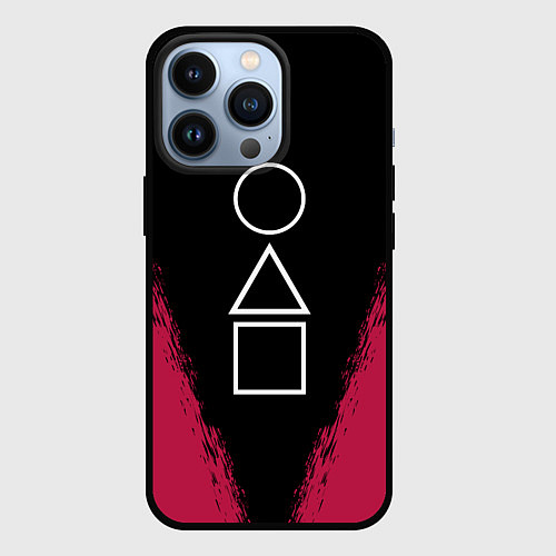 Чехол iPhone 13 Pro Игра в кальмара: Фигуры игры / 3D-Черный – фото 1