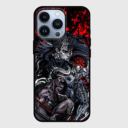 Чехол iPhone 13 Pro Берсерк силуэт Гатца и злодеи Кентаро Миура