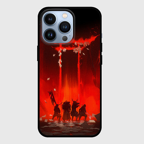 Чехол iPhone 13 Pro GHOST OF TSUSHIMA САМУРИ В ОГНЕ / 3D-Черный – фото 1