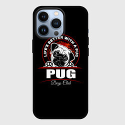 Чехол для iPhone 13 Pro Мопс Pug, цвет: 3D-черный