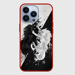 Чехол iPhone 13 Pro ИНЬ ЯНЬ ВОЛКИ ЧЁРНО БЕЛЫЙ
