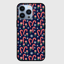 Чехол для iPhone 13 Pro Christmas Candy, цвет: 3D-черный