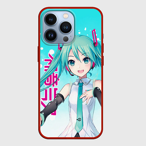 Чехол iPhone 13 Pro Hatsune Miku, Мику Хацунэ / 3D-Красный – фото 1