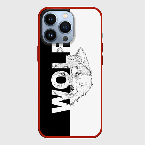 Чехол iPhone 13 Pro WOLF Волк / 3D-Красный – фото 1