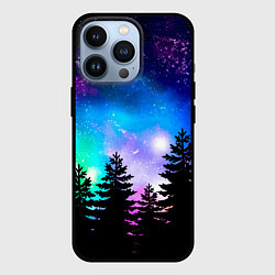 Чехол iPhone 13 Pro Космический лес, елки и звезды