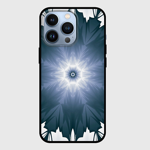 Чехол iPhone 13 Pro Снежинка Абстракция Синий / 3D-Черный – фото 1