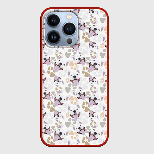 Чехол iPhone 13 Pro Бультерьер Bull-Terrier / 3D-Красный – фото 1