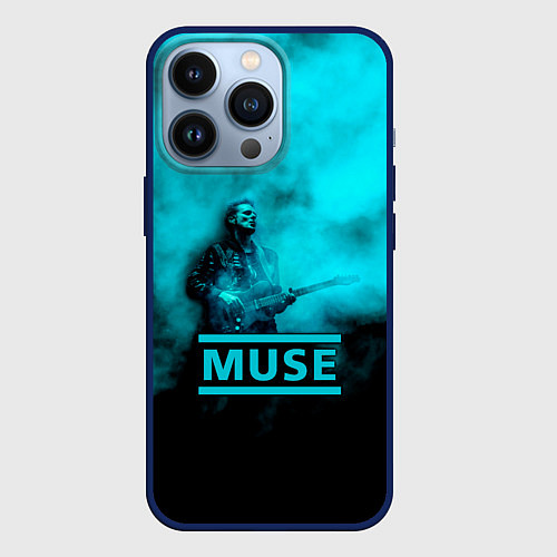 Чехол iPhone 13 Pro Мэттью Беллами бирюзовый туман Muse / 3D-Тёмно-синий – фото 1