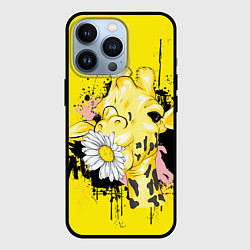 Чехол для iPhone 13 Pro Жирафа с герберой, цвет: 3D-черный