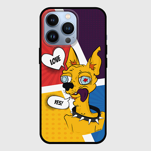 Чехол iPhone 13 Pro Comics Пес Dog Love Yes / 3D-Черный – фото 1