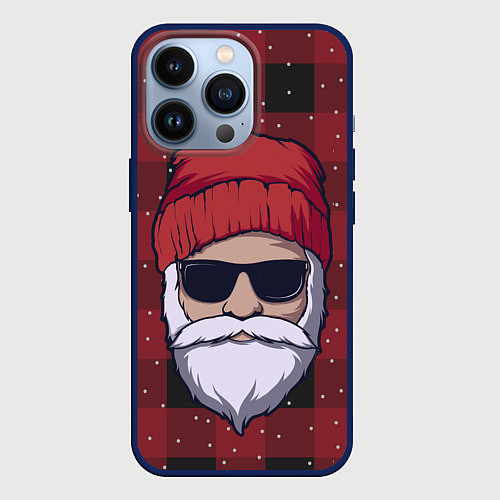 Чехол iPhone 13 Pro SANTA HIPSTER САНТА ХИПСТЕР / 3D-Тёмно-синий – фото 1