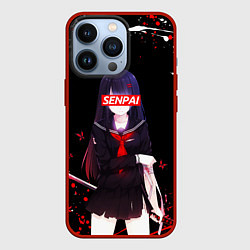 Чехол для iPhone 13 Pro SENPAI KATANA GIRL, БРЫЗГИ КРАСОК, цвет: 3D-красный