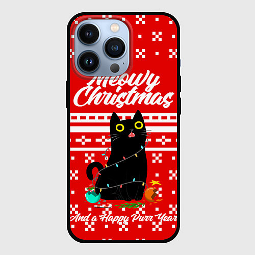 Чехол iPhone 13 Pro MEOW CHRISTMAS / 3D-Черный – фото 1