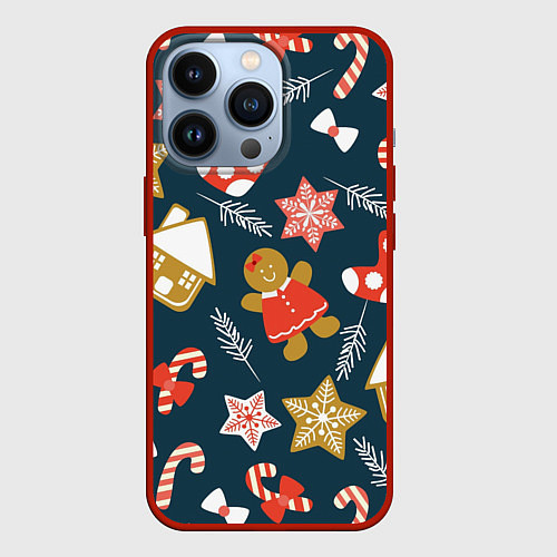 Чехол iPhone 13 Pro Merry Christmas!!! / 3D-Красный – фото 1