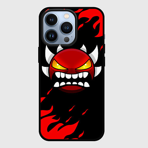 Чехол iPhone 13 Pro Geometry Dash: Demon Red Fire / 3D-Черный – фото 1