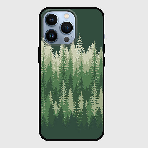 Чехол iPhone 13 Pro Елки-палки, хвойный лес / 3D-Черный – фото 1