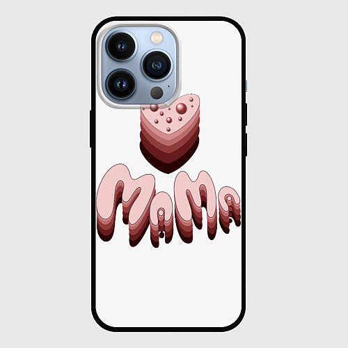 Чехол iPhone 13 Pro Объемное розовое сердце с бусинами и объемной розо / 3D-Черный – фото 1