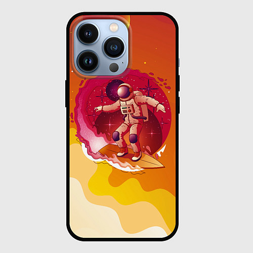 Чехол iPhone 13 Pro Космический скейтборд / 3D-Черный – фото 1