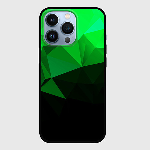 Чехол iPhone 13 Pro Изумрудный Зеленый Геометрия / 3D-Черный – фото 1