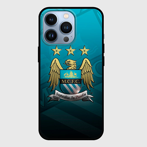 Чехол iPhone 13 Pro Manchester City Teal Themme / 3D-Черный – фото 1