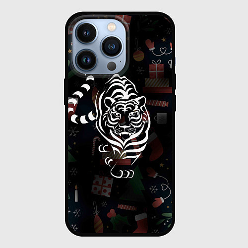 Чехол iPhone 13 Pro Новый год 2022 тигр / 3D-Черный – фото 1