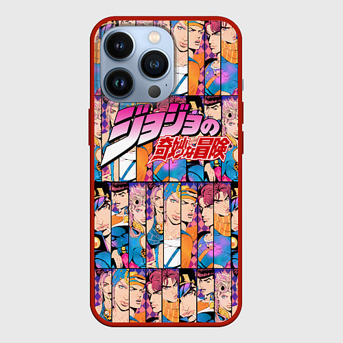 Чехол iPhone 13 Pro JOJOS BIZARRE ADVENTURE HEROES ЦВЕТНОЙ / 3D-Красный – фото 1