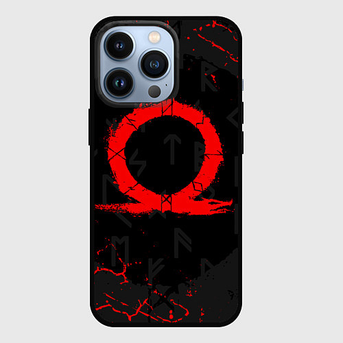 Чехол iPhone 13 Pro GOD OF WAR CRATOS LOGO / 3D-Черный – фото 1