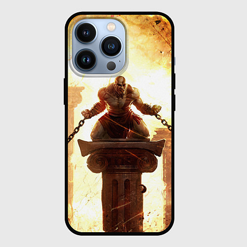 Чехол iPhone 13 Pro GOD OF WAR КРАТОС В ЦЕПЯХ / 3D-Черный – фото 1