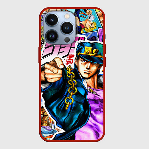 Чехол iPhone 13 Pro Джотаро - JoJos Bizarre Adventure / 3D-Красный – фото 1