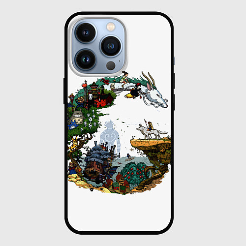 Чехол iPhone 13 Pro Миры Хаяо Миядзаки унесенные призраками и другие / 3D-Черный – фото 1