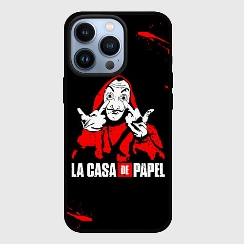 Чехол iPhone 13 Pro БУМАЖНЫЙ ДОМ F*CK THE SYSTEM / 3D-Черный – фото 1