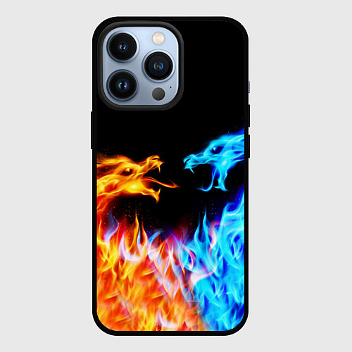 Чехол iPhone 13 Pro FIRE DRAGONS ОГНЕННЫЕ ДРАКОНЫ / 3D-Черный – фото 1