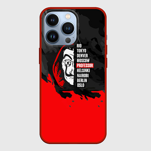 Чехол iPhone 13 Pro La Casa de Papel Professor / 3D-Красный – фото 1