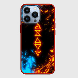 Чехол iPhone 13 Pro СИМВОЛЫ ВЕДЬМАКА ОГОНЬ И ВОДА