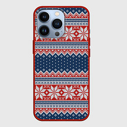 Чехол для iPhone 13 Pro Knitted Pattern, цвет: 3D-красный