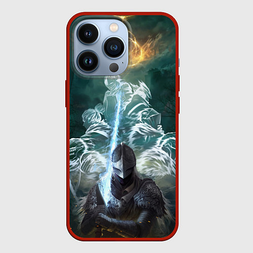 Чехол iPhone 13 Pro Elden Ring рыцарь и предшественники серии Souls El / 3D-Красный – фото 1