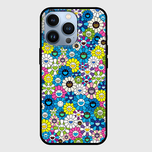 Чехол iPhone 13 Pro Takashi Murakami Улыбающиеся цветы / 3D-Черный – фото 1