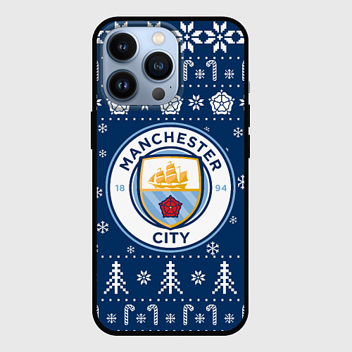 Чехол iPhone 13 Pro Манчестер Сити Новогодний / 3D-Черный – фото 1