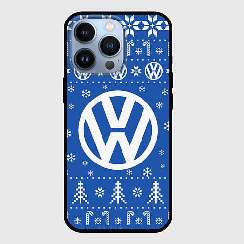 Чехол iPhone 13 Pro Volkswagen Новогодний / 3D-Черный – фото 1