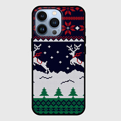 Чехол для iPhone 13 Pro СВИТЕР С ОЛЕНЯМИ DEER SWEATER, цвет: 3D-черный