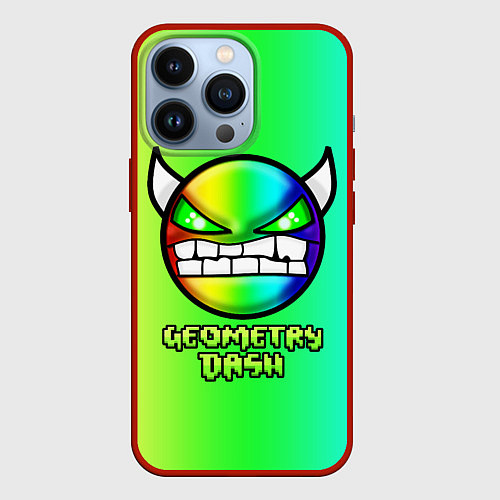 Чехол iPhone 13 Pro Geometry Dash / 3D-Красный – фото 1