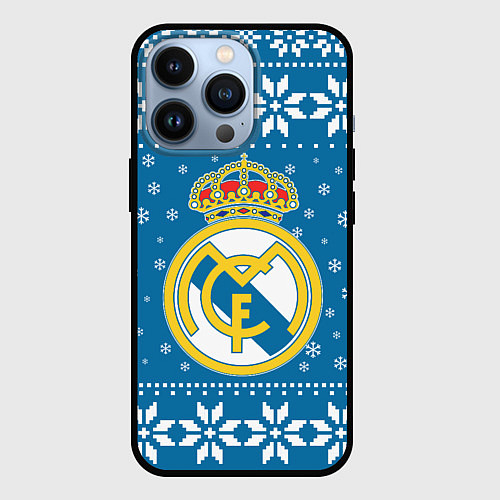 Чехол iPhone 13 Pro Реал Мадрид Новогодний / 3D-Черный – фото 1